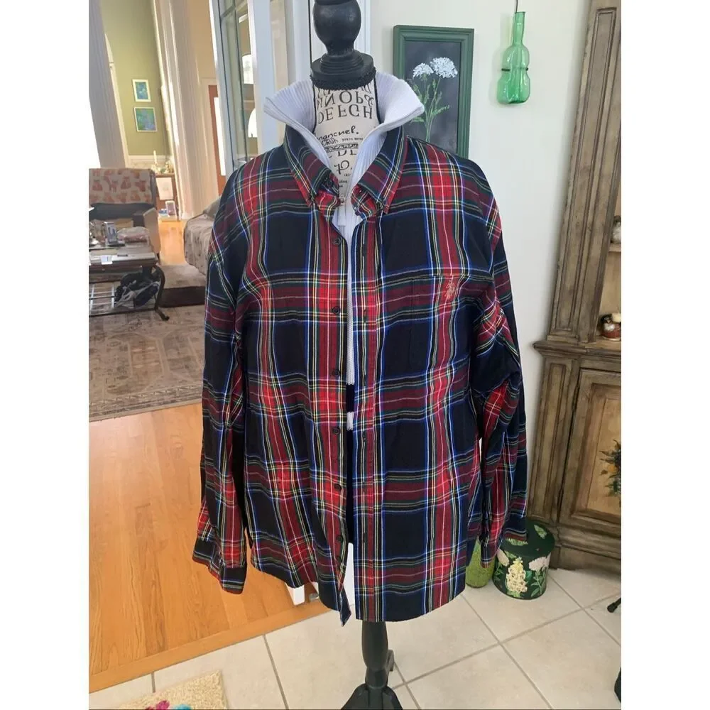Polo Ralph Lauren Green Red Multicolor Plaid Flannel Shirt